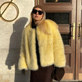 Cool Street Girls Winter Fashion Fluffy Fox Fur Jacket Women Casual Round Neck Faux Fur Coat Chic Thick Warm Outerwear