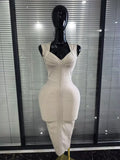 Khaki Color Women Sleeveless Sexy V-Neck Bodycon Midi Bandage Dress Celebrate Fashion Evening Party Homecoming Outfit