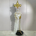 Luxury Sparkly Diamonds Pearls Strapless Mesh Maxi Dress Elegant Eveing Birthday Party Sexy Nightclub Performance Stage Costume