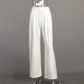 Solid Minimalist Spliced Pockets Pant for Women High Waist Loose Casual Pant Female Fashion Style