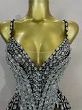Sexy Sparkly Rhinestones Long Tassels Red Mesh Stretch Bodysuits Women Eveing Party Birthday Nightclub Performance Stage Costume