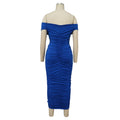 Women Evening Dresses V-neck Sexy Ruched Pleated Cocktail Elegant Party Dress Off Shoulder Birthday Formal Prom Dresses