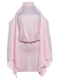 Chic Backless Batwing Sleeves Short Dress Women Sexy Solid Off Shoulder Hip Hugging Mini Dresses 2026 Spring Lady Vestidos New