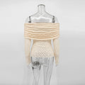 Sexy One Shoulder Top Women Fashion Hollow Out See-Through Pleated Lace Top Elegant High Street Party Slim Female Tops