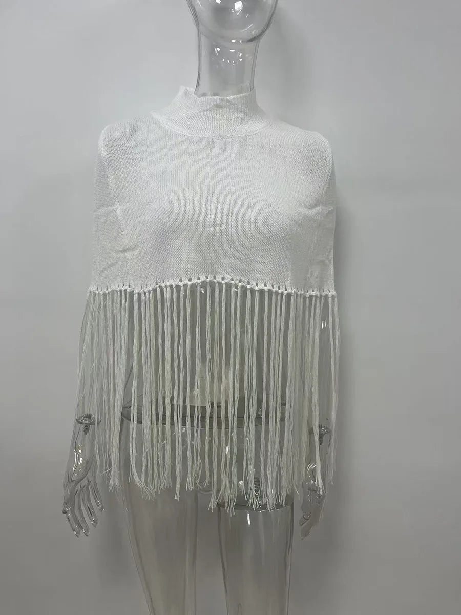Minimalist Tassel Women Sweaters Round Neck Sleeveless Elegant Loose Sweater for Party Social Occasion Fashion New