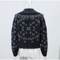 Printed Women Outerwear Tassel V Neck Knit Cardigan Cropped Knit Sweater Loose Drop Shoulder Cut Daily Fashion Wear 2026 Autumn