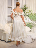 2026 Solid Elegant Spliced Ruffles Dresses For Women Off Shoulder Sling High Waist Long Dress Female Clothing Fashion