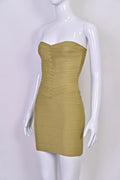 Luxury Strapless Striped Bandage Evening Dress Women Wedding Party Club Vestidos Slim Elastic Knitted Green Dresses