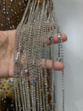 Luxury Sparkly Rhinestones Tassel Transparent Mesh Stretch Long Dress Women Evening Celebrate Birthday Dress Sexy Stage Costumes