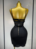 Women Sexy Cut Out Mini Bodycon Bandage Skirt Two Piece Set 2025 Celebrity High Streeet Evening Birthday Club Party Outfits