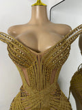 Women Sexy Sprakly Strapless Mesh See Through Mini Birthday Dress Evening Party Nightclub Performance Costume Stage Wear