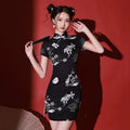 Elegant Female Qipao Dress Retro Mandarin Collar Cheongsam Sexy Mermaid Evening Party Dress Applique Vestidos De Festa