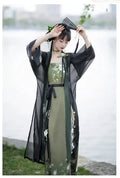 Olivegirl Song Dynasty Hanfu Summer Women's Clothing 2026 Embroidered Flower Coat Changgan Temple Strap Vest Spinning Skirt