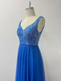 Sleeveless Evening Dresses V-Neck Sequined Embroidery Long Party Gown Clothing Elegant Mesh A-Line Formal Wedding Dress