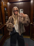 Women Brown Faux Fur Long Sleeve Jacket High Stand Collar Batwing Sleeve Warm Outfit Winter Lady New Highstreet Outerwear 2026