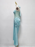 Sexy Sheer Mesh Fishtail Dress for Women Halter Sleeveless High Waist Patchwork Bandage Temperament Dresses Female