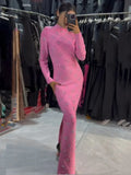 Sparkly Diamond Women Long Sleeve Sexy Bodycon Long Bandage Dress Evening Party Elegant Red Carpet Birthday Fashion Outfi