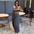 Street Women Set Striped Strapless Bow Crop Top and Long Pants 2026 Spring Party Vacation Sexy Two 2 Piece Set Outfits