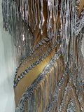 Luxury Sparkly Diamonds Tassels Sexy Mesh See Through Dress Women Evening Birthday Party Nightclub Bar Singer Stage Costumes
