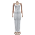 Sexy Maxi Rhinestone Sequin Dress Women Summer Straps Backless Party Vestido Female Wedding Gown Evening Night Dresses