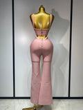 Women Sexy Bandage Crop Top Pant Set Evening Party Club Luxury Birthday High Street Fashion Elegant Luxury Birthday Outfit