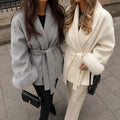 Fox Fur Woolen Coats Women's Short Coat Office Lady Removable Elegant Double-sided Wool Overcoat 2026 New Cardigan Jacket