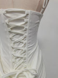 Sexy Solid Color Mini Dress for Women Round Neck Sleeveless High Waist Spliced Folds Bodycon Party Dresses Female