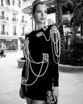 Luxury Beaded Black Bandage Short Dress Fashion Hepburn Party Banquet Performance Wear Cocktail Formal Gown Luxury Evening Gowns