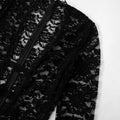 Sexy Jacquard Jumpsuit Women Sexy Mesh Patchwork Low-Neck Hollow Full Sleeve Skinny Midnight Party Clubwear Overalls