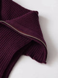 Solid Minimalist Basics Vest for Women Lapel Sleeveless Patchwork Double Zipper Slim Casual Knitted Tank Top Female