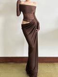 Slash Neck Dress Women Chic Elegant Sexy 2025 Patchwork Mesh Ruched Hollow Birthday Party Clubwear  Vacation Vestidos