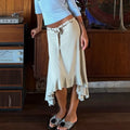 Fashion Irregular Lace Up Skirt Women's Solid Slim Sexy Commuter Casual Skirt 2026Summer New Female Party Vacation Skirt