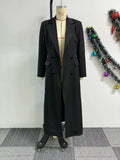 Fashion Women OL Work Double Breasted Notched Long Sleeve Maxi Dress Spring Sexy Night Elegant Party Street Long Dresses