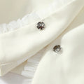 White Ruffle Stand Collar Peplum Skirt Set Romantic High Neck Long Sleeve Slim Co-ord 2026 Spring Wedding Dating Party Outfit