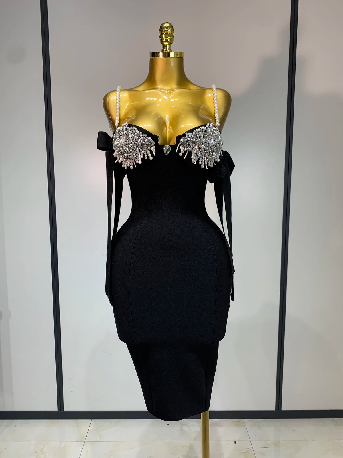 Women Sexy Backless Beading Celebrity Mini Bandage Dresses Luxury Birthday Party Elegant Knitted Clothing Wedding Guest Dress
