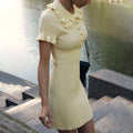 High Waist Ruffled Mini Dresses For Women Summer Short Sleeve Knitted Slim Fit Dress Women's Vintage Dress Woman Elegant