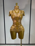 Women Sexy See Through Crystal Bodysuits Luxury Birthday Dancer Stage Performance Wear Mesh Sparkly Rhinestone Nightclub Outfit