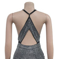 Sexy Evening Rhinestone Maxi Dress Glitter Bodycon Club Birthday Party Dress Women Backless Birthday Long Prom Vestidos