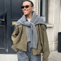 Women's Faux Suede Cropped Bomber Jacket Lapel Collar Zipper Loose Autumn Winter Casual Streetwear Vintage Coat 2026 New