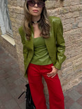 Women Light Beige Faux Croc Two‑piece Suit Set Matching Skirt Co‑ord Chic Leather Texture Office Business Autumn Street Outfits