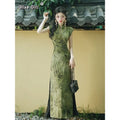 Olive Girl Romantic Qipao for Garden Wedding 2026 Fairycore Photoshoot Everyday Wear S-XXL XS-3XL Plus Size Romantic Garden Party Editorial Not Costume Qipao Cheongsam Chinese Dress Chinese Heritage Fashion Women