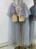 Sexy Top Skirt Mesh Designer Women's Outfit Two Pieces Backless Evening Party Birthday Dress Nightclub Stage Performance Costume