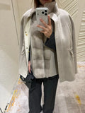 Women Solid Color Fringed Jacket 2-piece Set Chic Drawstring Pocket Zipper Coat Sleeveless Vest Sets Autumn Street Daily Wear