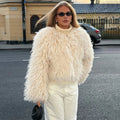 Fashion Luxury Cropped Faux Fur Coat Women's Winter 2025 Ins Hot Fluffy Short Faux Fur Jacket Street Style Warm Outwear