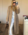 Luxury Faux Fur Maxi Coat Chic Women Open Front Stand‑collar Long Sleeve Oversized Outerwear Winter Autumn New Warm Fashion 2026