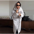 Detachable Triangle Shawl Long Puffer Coat Stand Collar Waist Tie Belt Button Solid Loose Women Coats 2026 Winter Commute Outfit