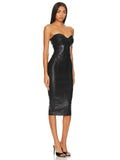 Black Foil Color Women Sexy Strapless Bodycon Bandage Dress Fashion Celebrate Evening Party Birthday Photo Shoot Dress