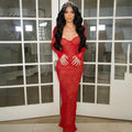 Sexy Fishtail Dresses Suit for Women Sweetheart Neck Tunic Lace Dress with Shawl Long Sleeve Cardigan Outfit Female