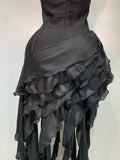 Women Sexy Strapless Ruffles Black Bandage Dresses 2026 New Nightclub Eveing Party Dress Celebrate Birthday Cocktail Clothing