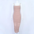 High Quality Sexy Long Bodycon Draped HL Bandage Dresses Women Spaghetti Straps Organza Mesh Maxi Dresses Party Club